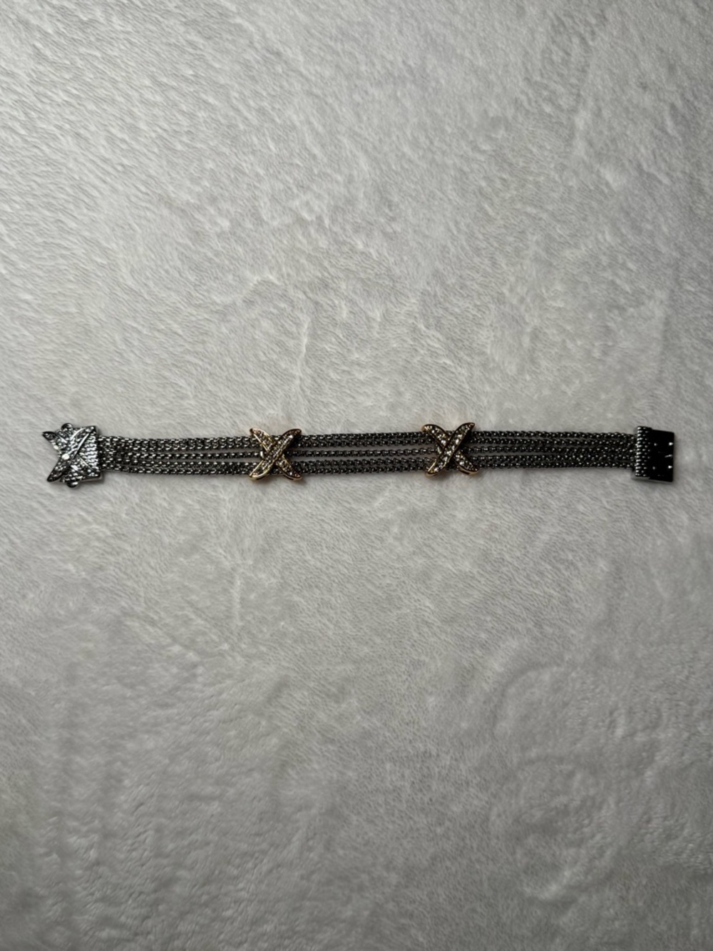 Mixed Metal Multi-Chain X Accent Bracelet